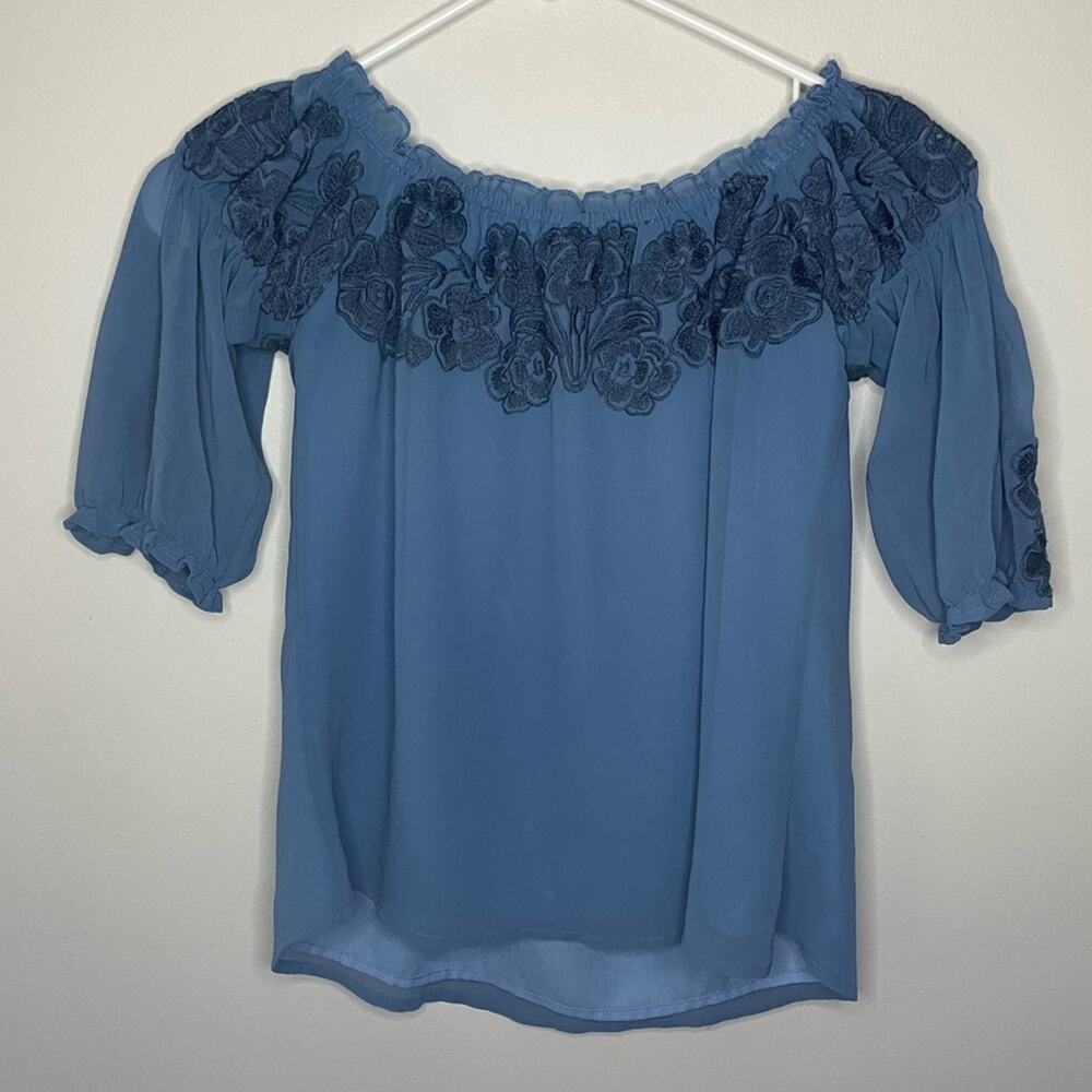 For Love & Lemons Sicily Off Shoulder Top in Deep Blue Sea Size XS - Picture 8 of 8